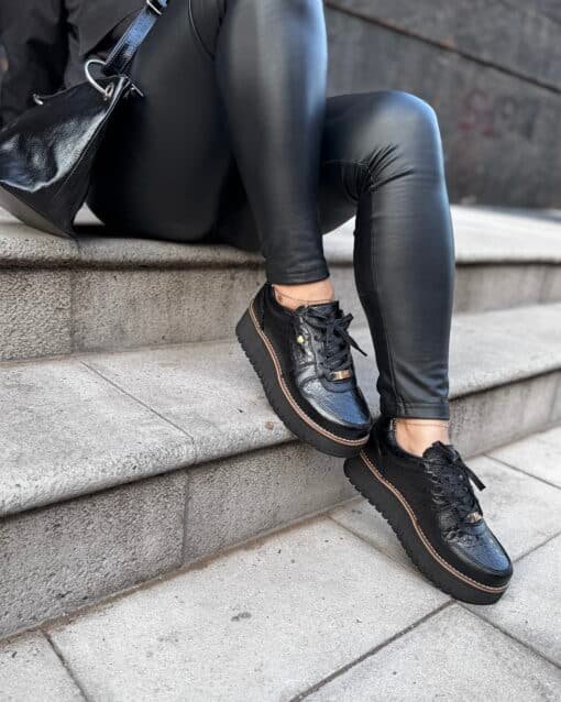Zapatilla Riviera Negro Cuero Mujer | Maryori López - Imagen 4