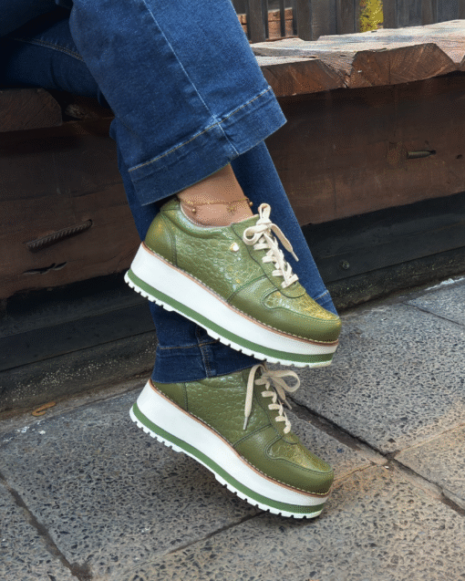 Zapatilla Riviera Verde Cuero Mujer | Maryori López - Imagen 2