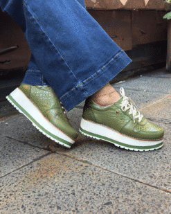 Zapatilla Riviera Verde Cuero Mujer | Maryori López