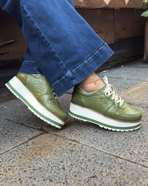 Zapatilla Riviera Verde Cuero Mujer | Maryori López