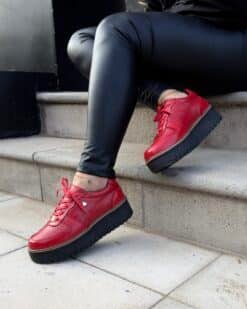 Zapatilla Riviera Rojo Sn Cuero Mujer | Maryori López