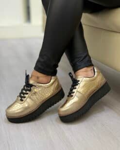 Zapatilla Riviera Dorado Sn Cuero Mujer | Maryori López