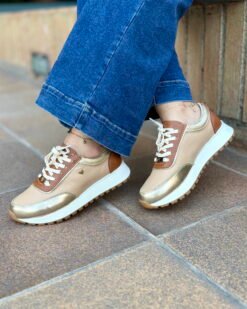 Zapatilla Martha Camel Cuero Mujer | Maryori López