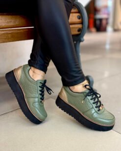Zapatilla Riviera Verde Pino Cuero Mujer | Maryori López