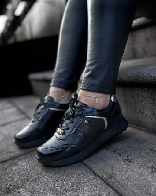 Zapatilla Amanda Negro Cuero Mujer | Maryori López - Imagen 2