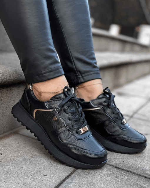 Zapatilla Amanda Negro Cuero Mujer | Maryori López - Imagen 3