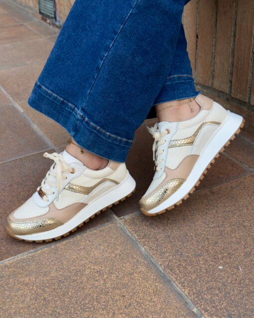 Zapatilla Magdalena Crema Cuero Mujer | Maryori López - Imagen 2