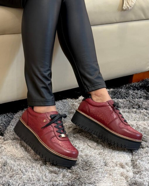Zapatilla Riviera Burdeo Cuero Mujer | Maryori López - Imagen 2