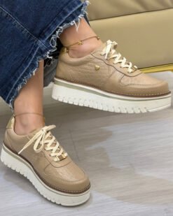 Zapatilla Riviera Beige Cuero Mujer | Maryori López