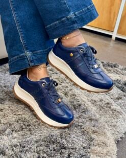 Zapatilla Karla Azul Cuero Mujer | Maryori López