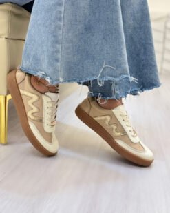 Zapatilla Claudia Taupe Cuero Mujer | Maryori López