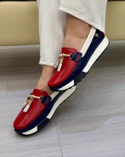 Mocasín Danielle Rojo Cuero Mujer | Maryori López